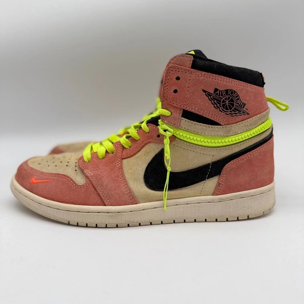 Nike Air Jordan 1 Mens 10 High Switch Peach Neon Yellow CW6576-800